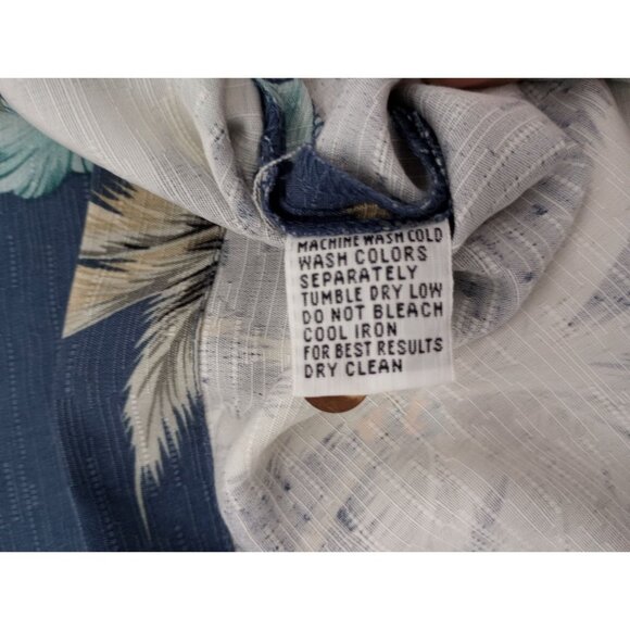 TOMMY BAHAMA Men's Blue Floral 100% Silk Hawaiian Shirt Medium All Over Print - Picture 7 of 12